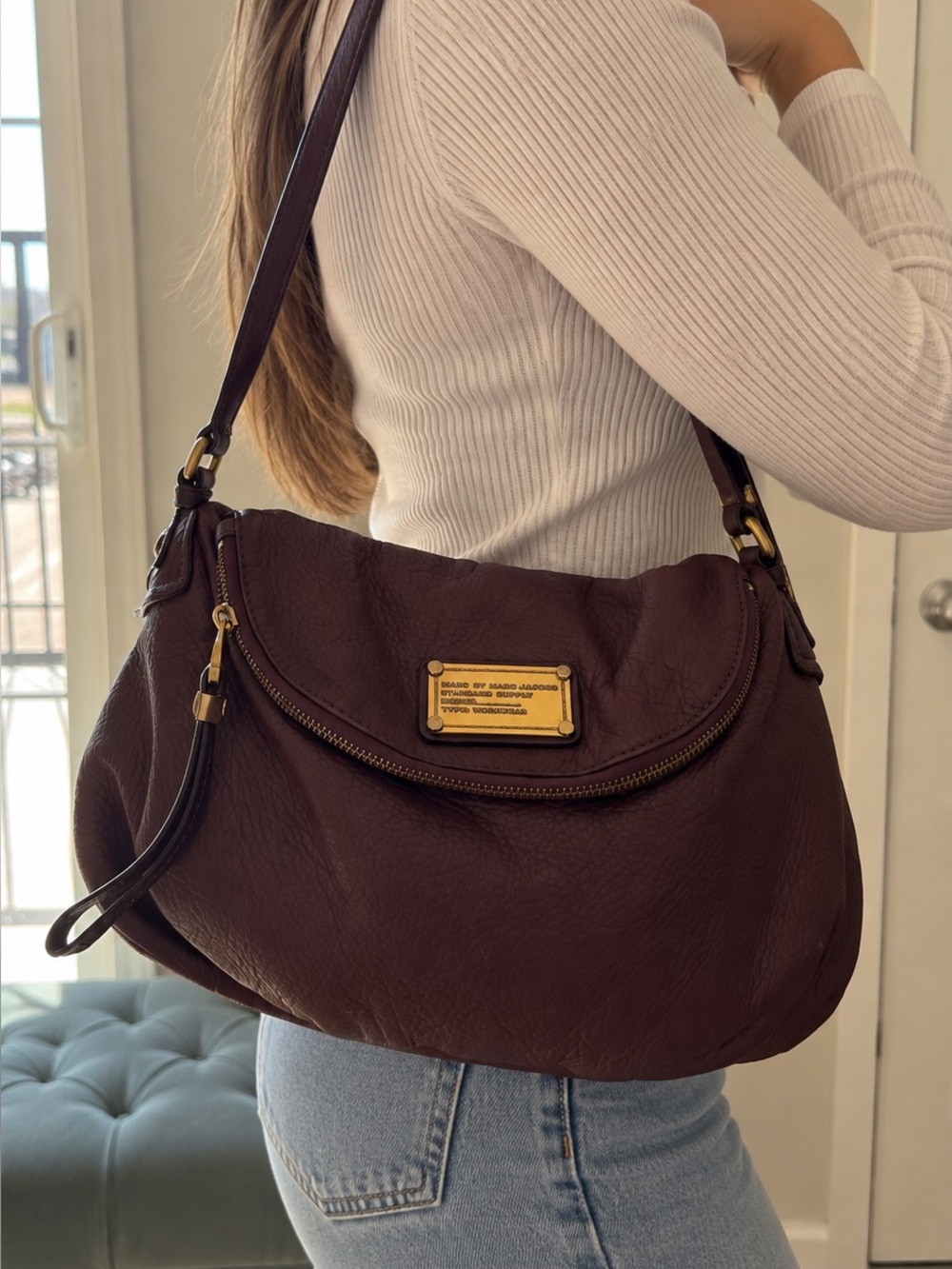 Marc by Marc Jacobs Standard Supply Workwear Leather Hobo Bag – Burgundy